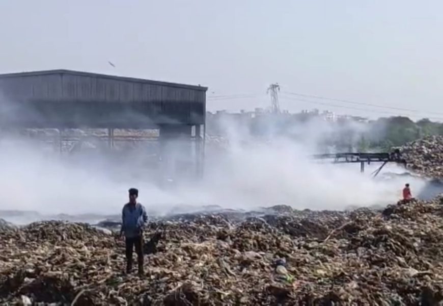 केडीएमसीच्या कचरा प्रकल्पातील कचऱ्याला आग