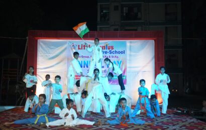 शिवकालीन नृत्याच्या माध्यमातून  लिटिल जिनियस प्रि स्कुलमध्ये स्वसंरक्षणाचे धडे